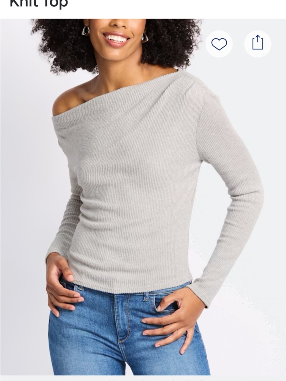 Lush Light Gray Off-the-Shoulder Ribbed Sweater